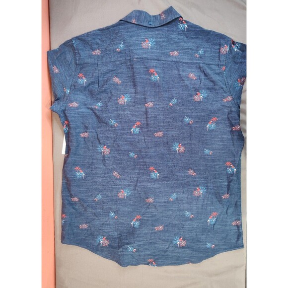 Men's Hurley OAO Stretch Short Sleeve Button Up Floral Print Blue Medium - Picture 8 of 10